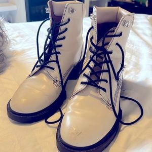 White Coach lace up combat boots